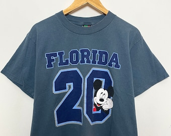 Vintage 1990s Disney Mickey Mouse Florida Spell Out Cartoon Graphic Cropped Tee Shirt (size adult Medium)