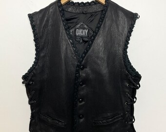 Vintage 90s DKNY Full Zip Vest Womens Medium - Etsy