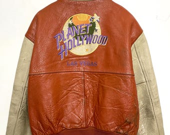 Vintage 90s Planet Hollywood Miami Reversible Leather/quilted