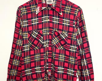 Vintage 1960s Champion Button up Plaid Flannel Trucker Shirt Men's