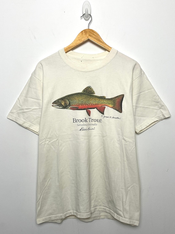 Vintage 1990s Eddie Bauer Brooke Trout Fly Fishing Spell Out