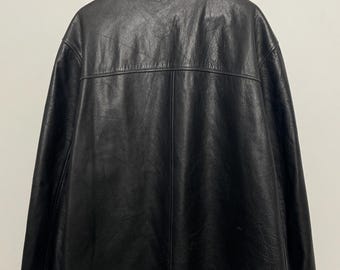 Vintage 1990s J Crew Zip up Genuine Black Leather Bomber