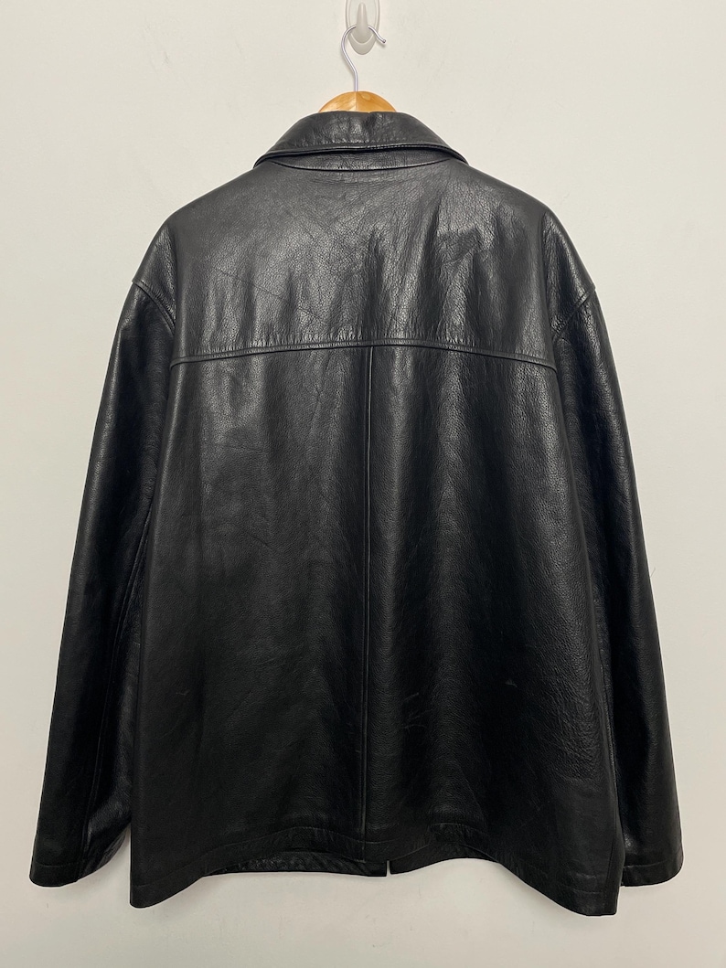 Vintage 1990s J Crew Zip Up Genuine Black Leather Bomber Jacket (size adult XL) image 3