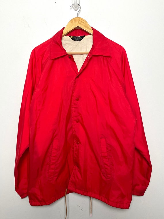 Vintage 1970s Sears Button Up Red Windbreaker Coac