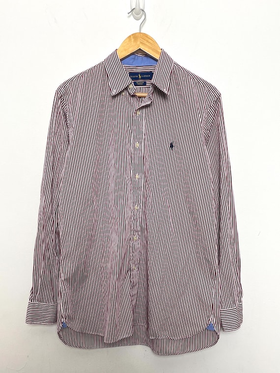 Vintage Polo by Ralph Lauren Red Striped Button up Long Sleeve Oxford Shirt  (size Adult Medium) - Etsy
