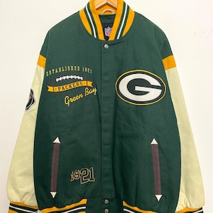 Vintage NFL Football Green Bay Packers Lambeau Field Canvas Bomber Jacket (size adult XL)