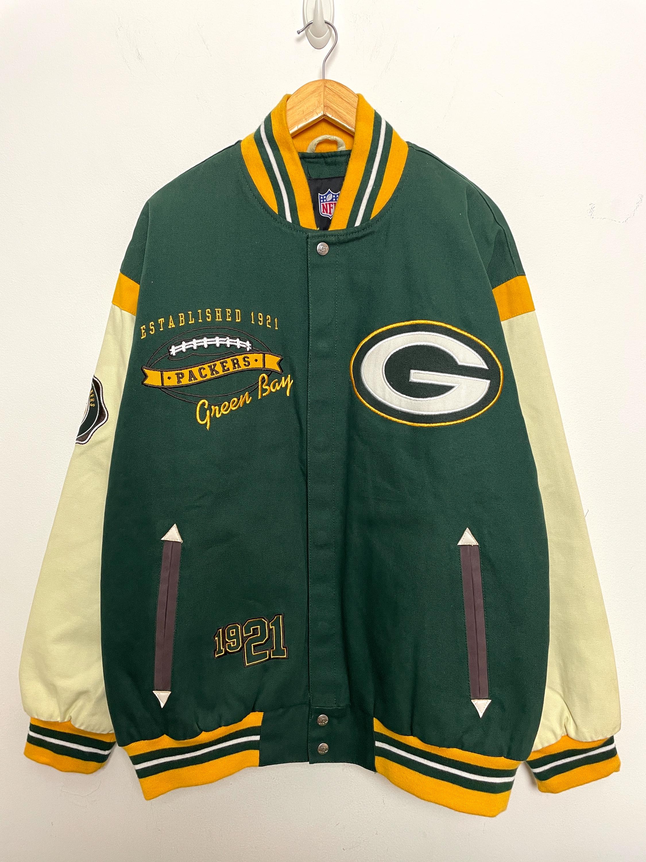 Vintage NFL Football Green Bay Packers Lambeau Field Canvas Bomber