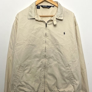 Vintage 1990s Polo by Ralph Lauren Khaki Zip Up Harrington Jacket (size adult XL)