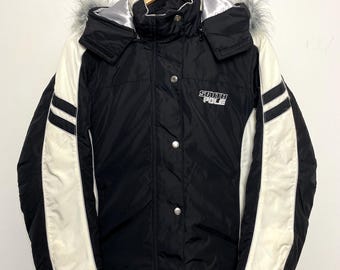 Kurtka damska Vintage Y2K South Pole Faux Fur Hooded Zip Up Puffer (rozmiar damski L)