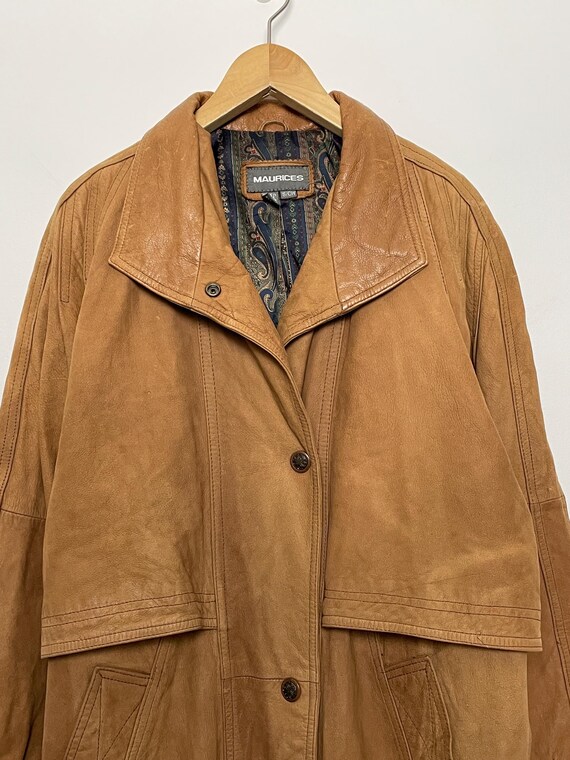 Vintage 1990s Maurice's Genuine Brown Leather Paisley Print Lined
