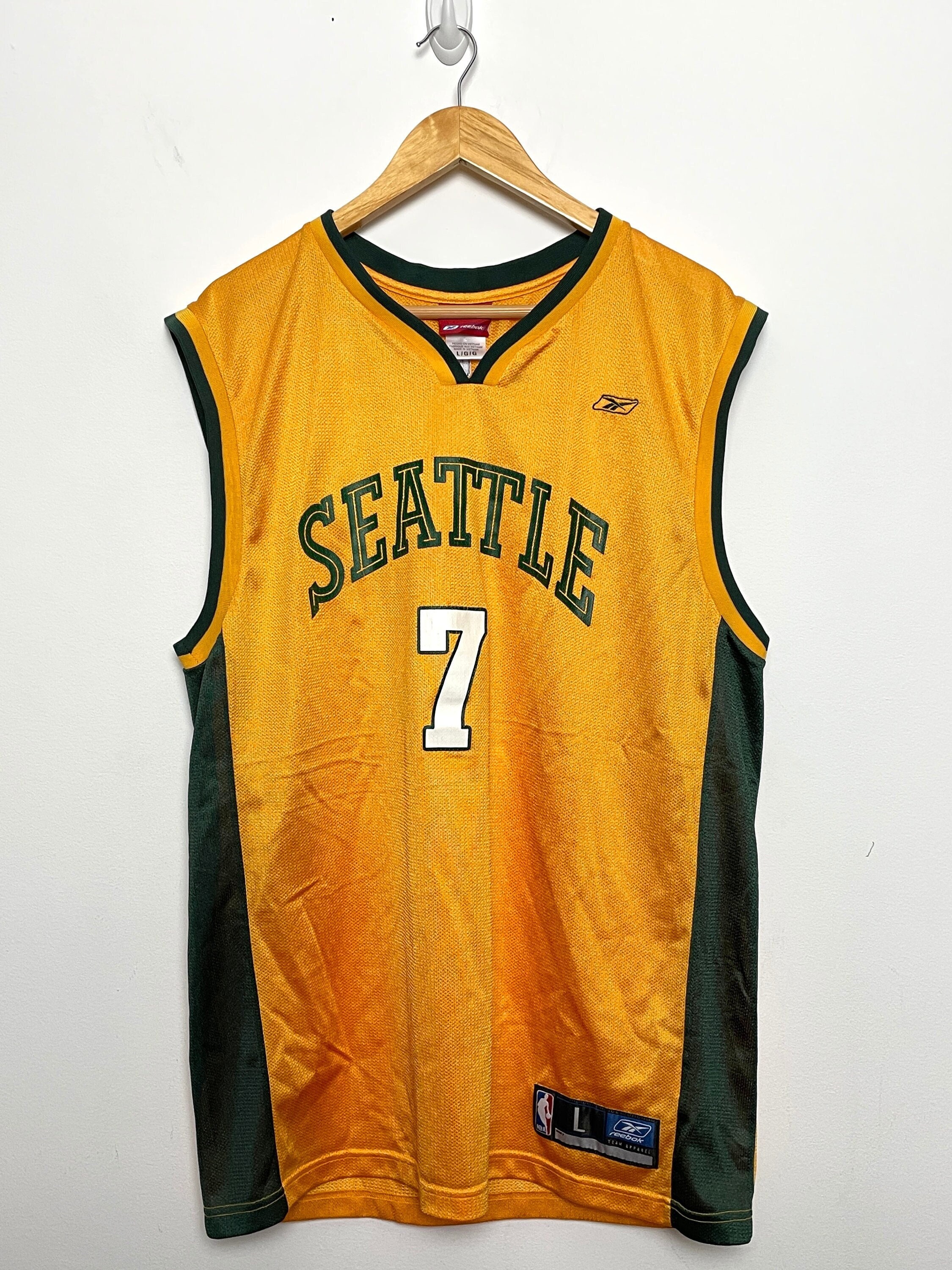 Seattle Supersonics Sonics Kevin Durant #35 Adidas Yellow Stitched NWT  Jersey L