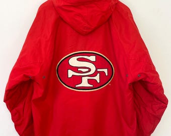 Vintage 1990s Mirage San Fransisco 49ers NFL Football Classic Team Collection Sideline Jacket (size adult Large)