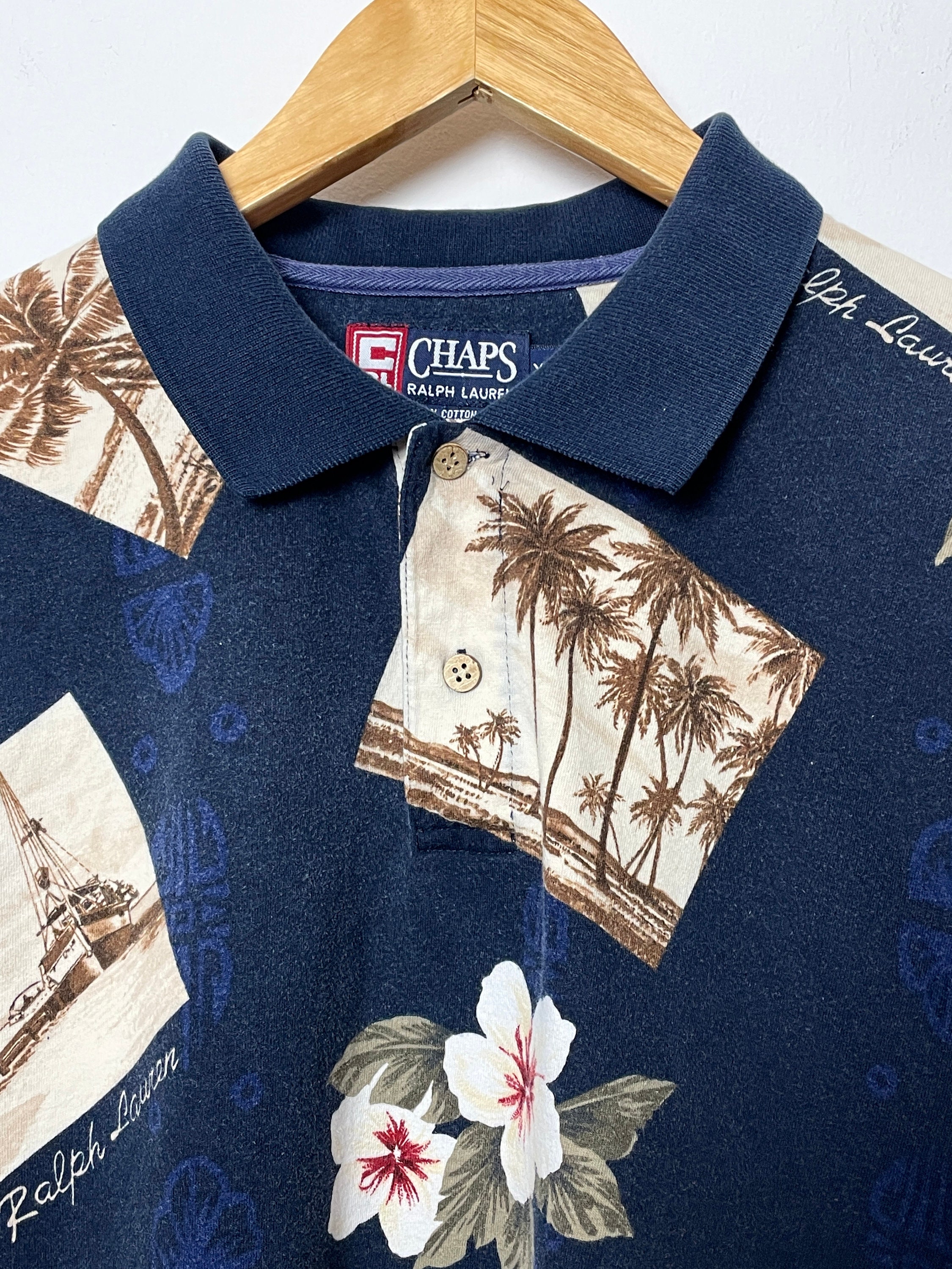 トップス 90s ralph lauren open collar aloha Ralph Lauren 90S/Open Collar Aloha Shirt/S/Cotton/Grn/All