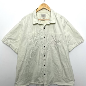 Vintage 1990s LL Bean Light Khaki Workwear Style Cargo Button Up Short Sleeve Shirt (size adult XL)