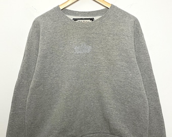 Sudadera gris de cuello redondo para mujer con el logo vintage de Nike de los años 90 (talla mediana de mujer).