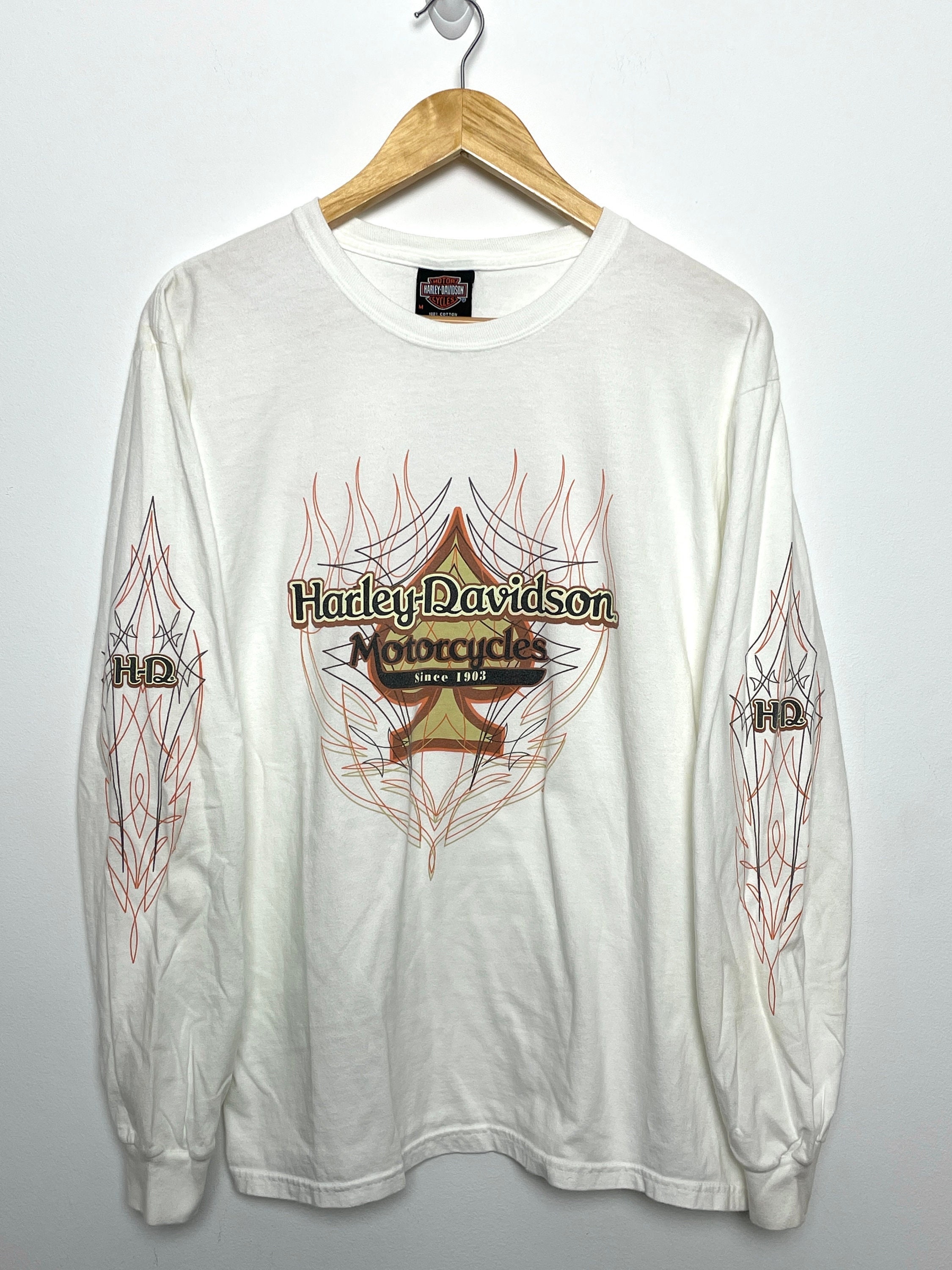 2000s Harley Davidson Y2K Motorcycle Flame Ace Graphic Long 2000s Harley Davidson Y2K Motorcycle Flame Ace Graphic Long
