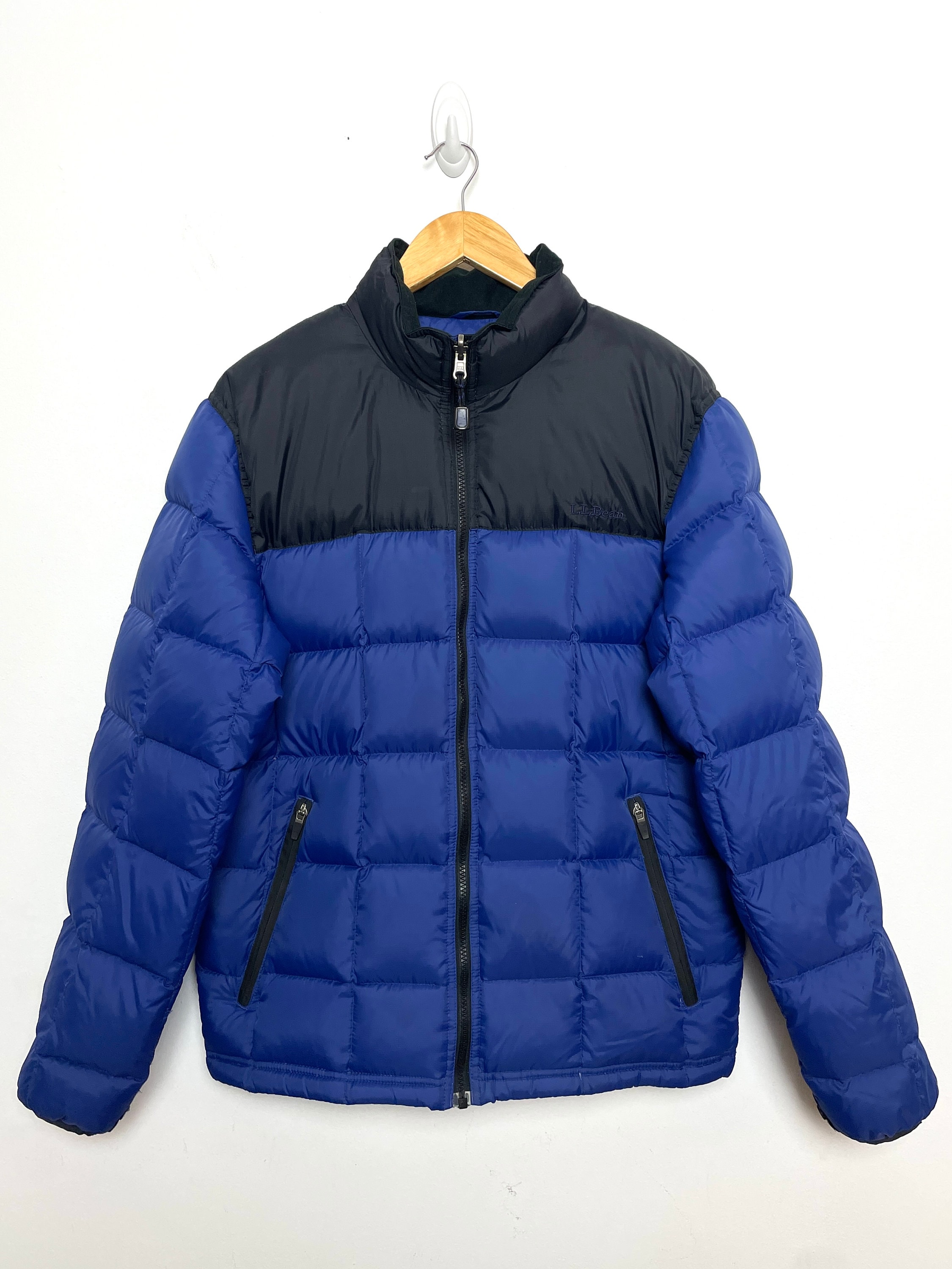 Valentino 90's Patch Spellout Down Puffer Jacket in Blue and Yellow