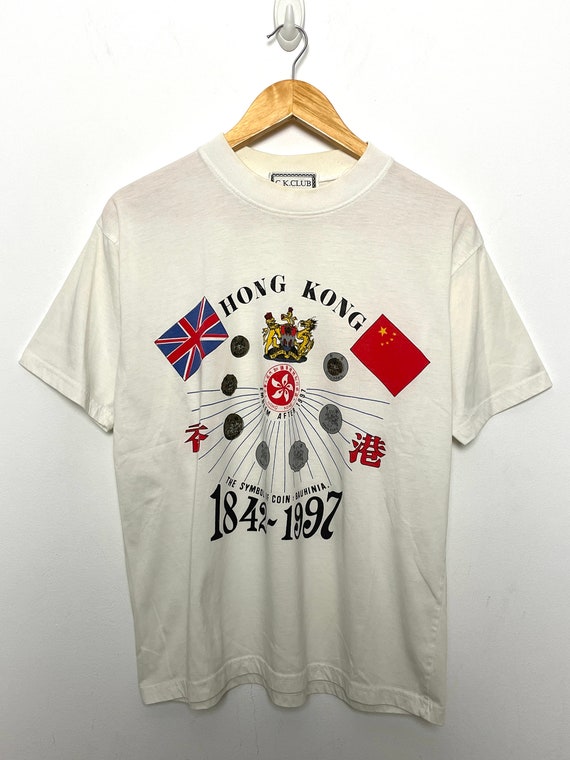 Vintage Hong Kong 1842-1997 UK and China Flag Graphic Tee Vintage Hong Kong 1842-1997 UK and China Flag Graphic Tee