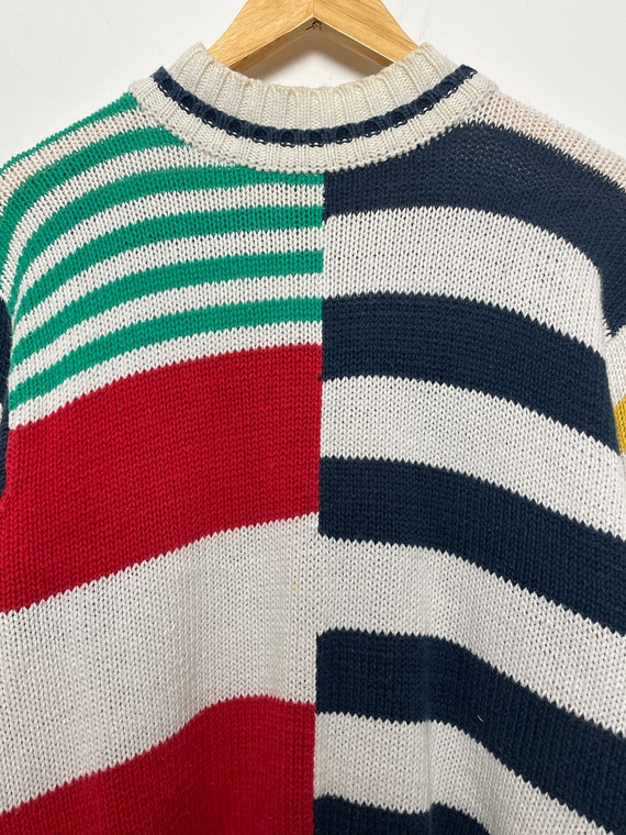 Vintage 1990s Womens Striped Color Blocked Pullov… - image 2