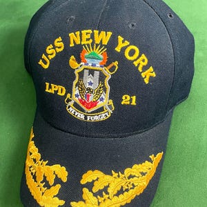 Vintage 2000s USS New York United States Navy Transport Dock Military Embroidered Hat (adjustable OSFA)