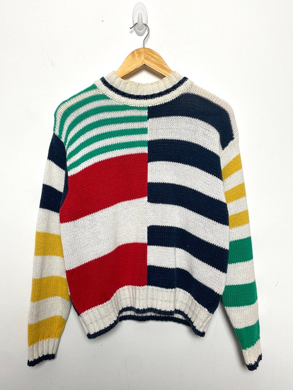 Vintage 1990s Womens Striped Color Blocked Pullov… - image 1