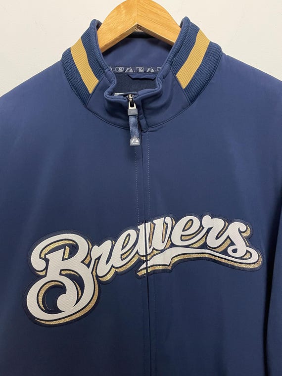 Vintage Milwaukee Brewers MLB Baseball Fleece Lined Dugout Stadium