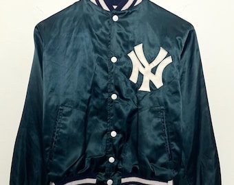 Vintage New York Yankees Majestic Satin Bomber Jacket - Size XL 