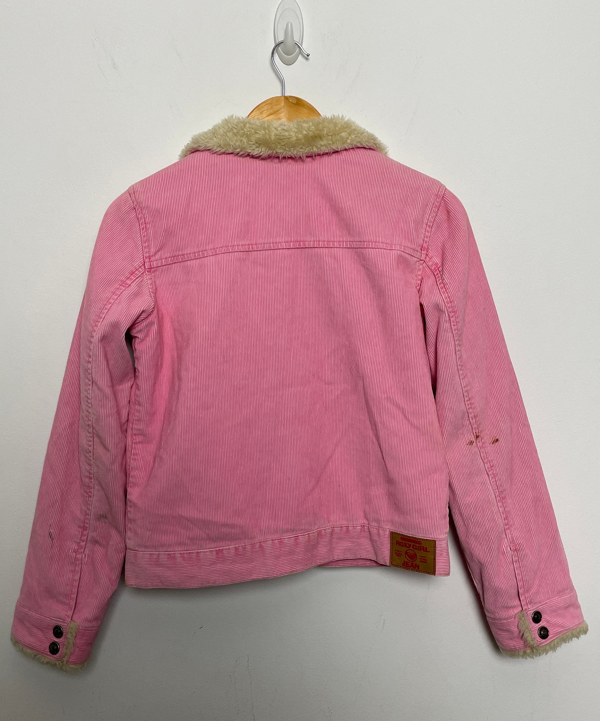 Vintage Y2K 2000s Women's Roxy Girl Jean Pink Corduroy Faux Fur