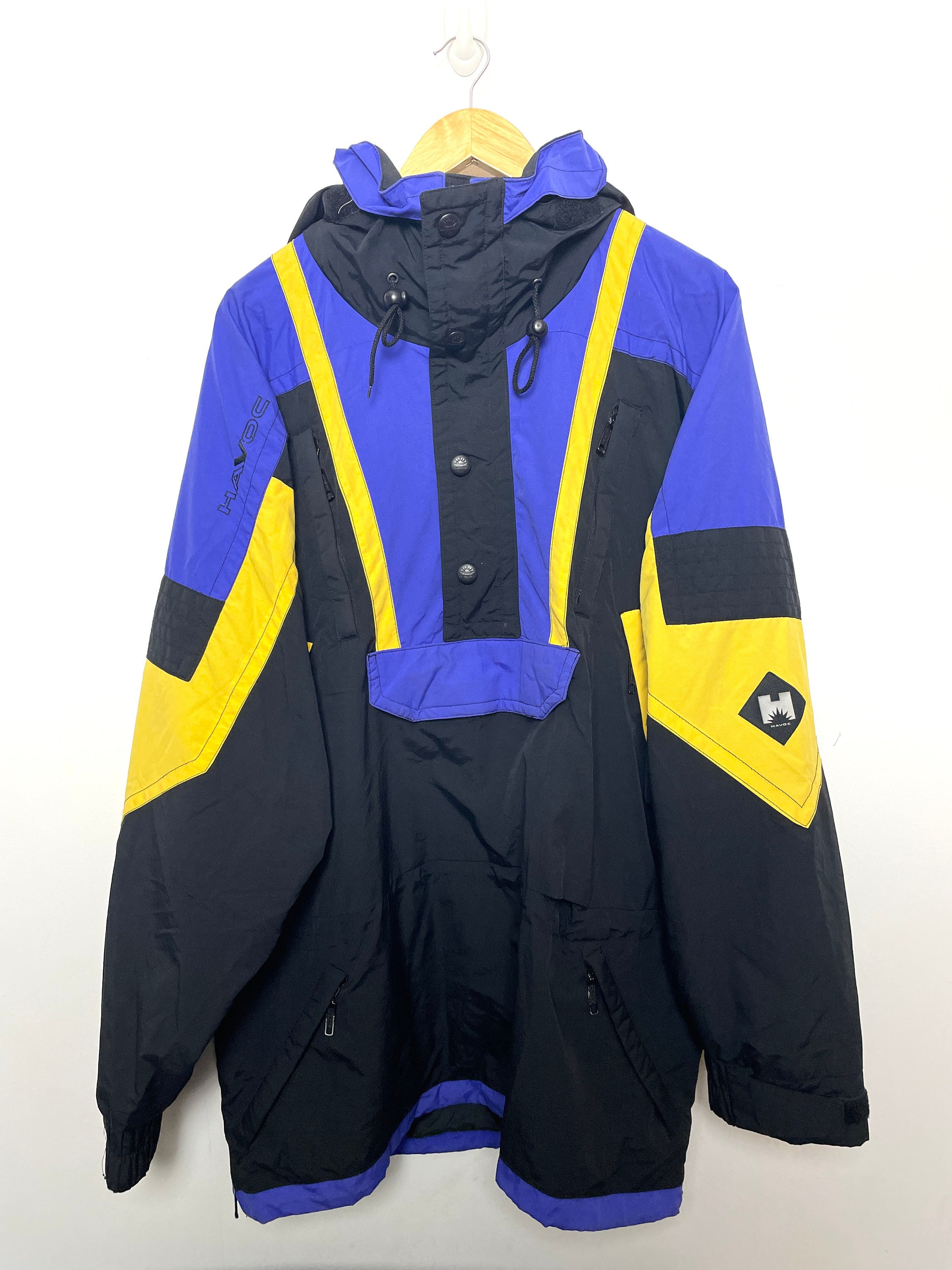 Vintage 1990s Havoc Striped Color Blocked Half Zip Anorak
