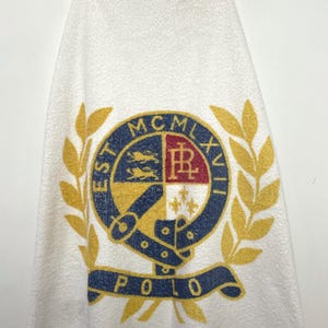Vintage 1990s Polo by Ralph Lauren Crest Logo White Beach Towel