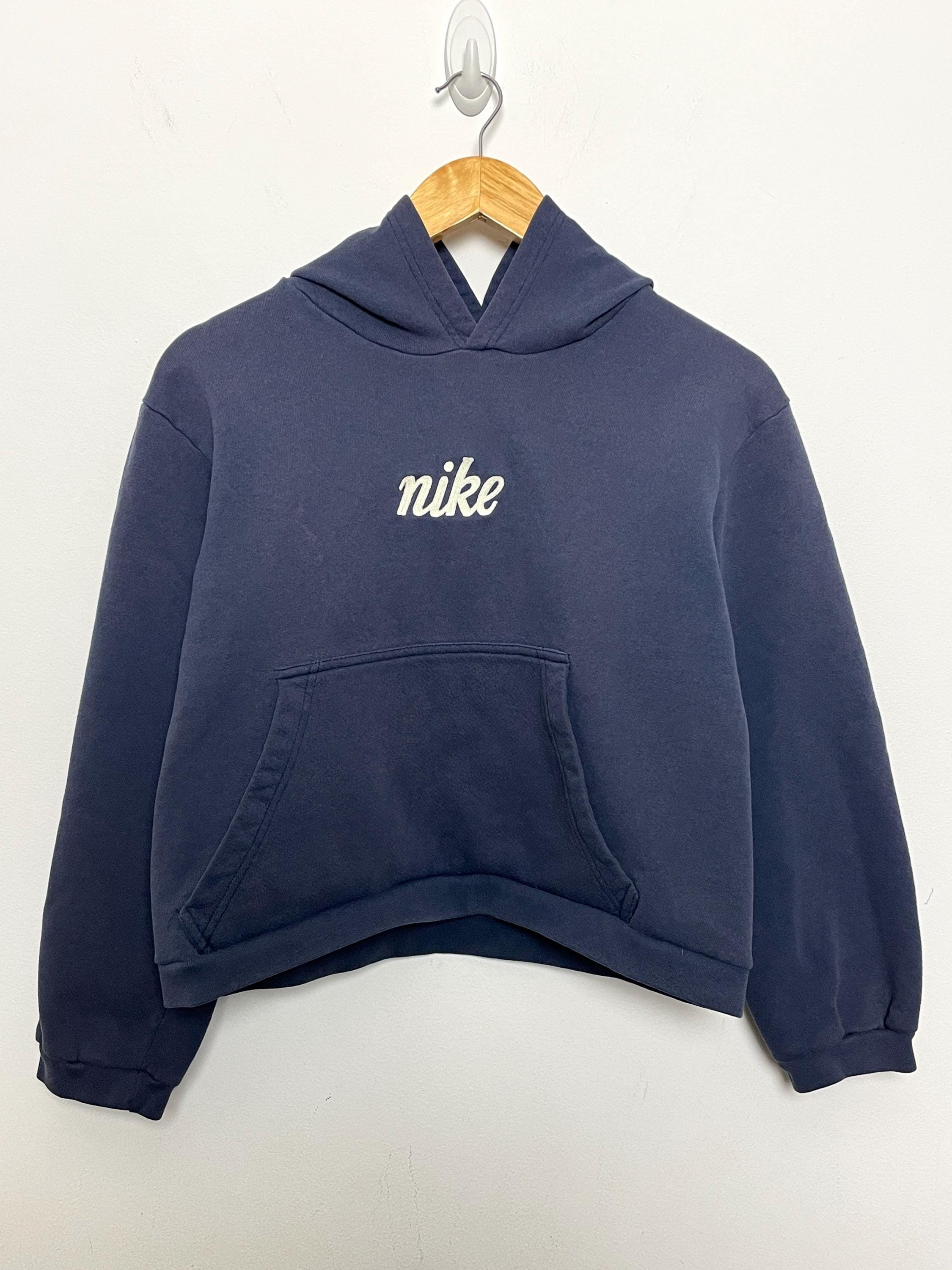Vintage Y2K Nike Embroidered Script Spell Out Logo Navy Blue Damen