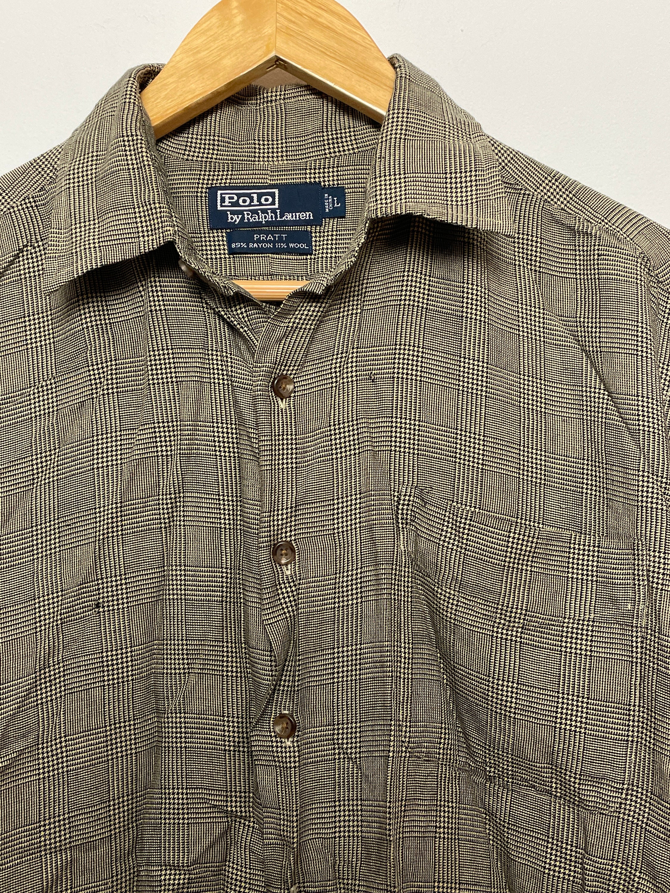 Vintage 1990s Polo by Ralph Lauren Pratt Rayon Wool Houndstooth 