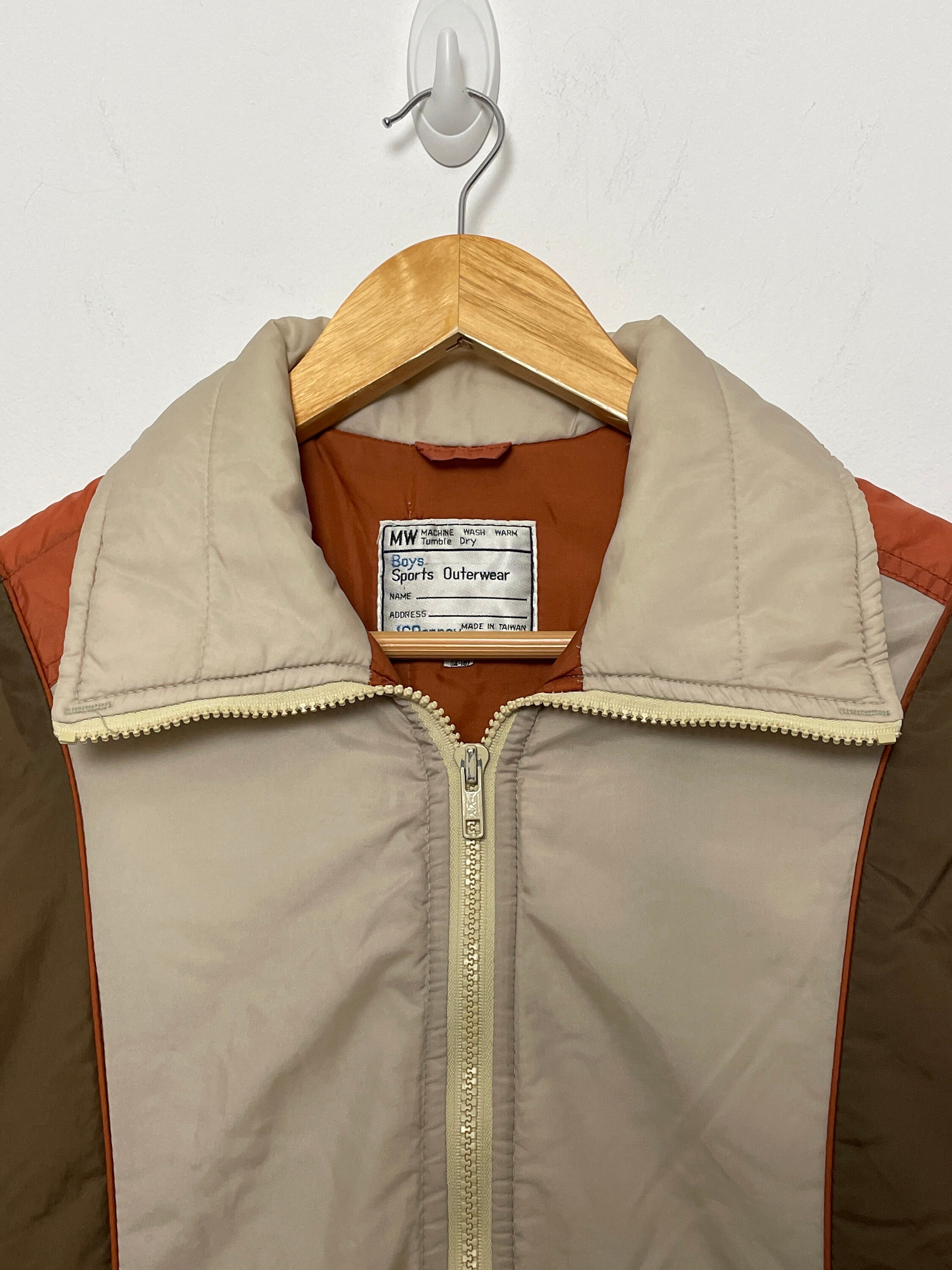 Vintage 1970s Jcpenney Striped Thin Puffer Zip up Ski Jacket