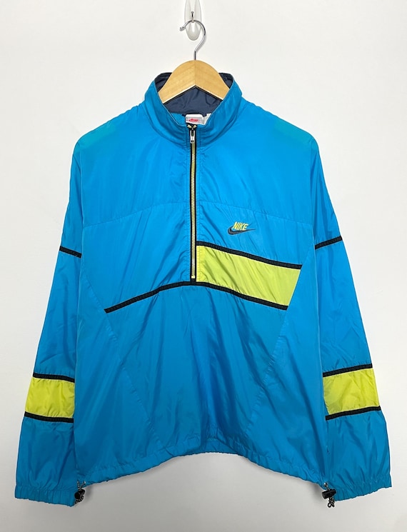 Vintage 1990s Nike Swoosh Logo Geometric Color Block Zip up Blue
