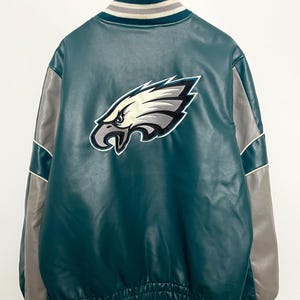 Vintage Philadelphia Eagles NFL Football NFC East Green Faux Leather Bomber Jacket (size adult Large)