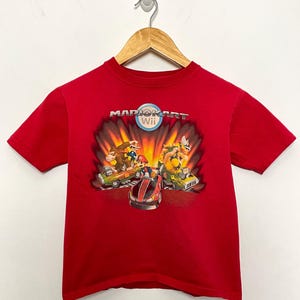 Vintage Y2K Nintendo Wii Mario Kart Bowser Donkey Kong Graphic Red Kids Tee Shirt (size kids 7)