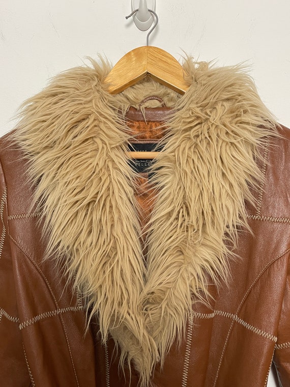 00s leather fur jacket LGB 14th y2k