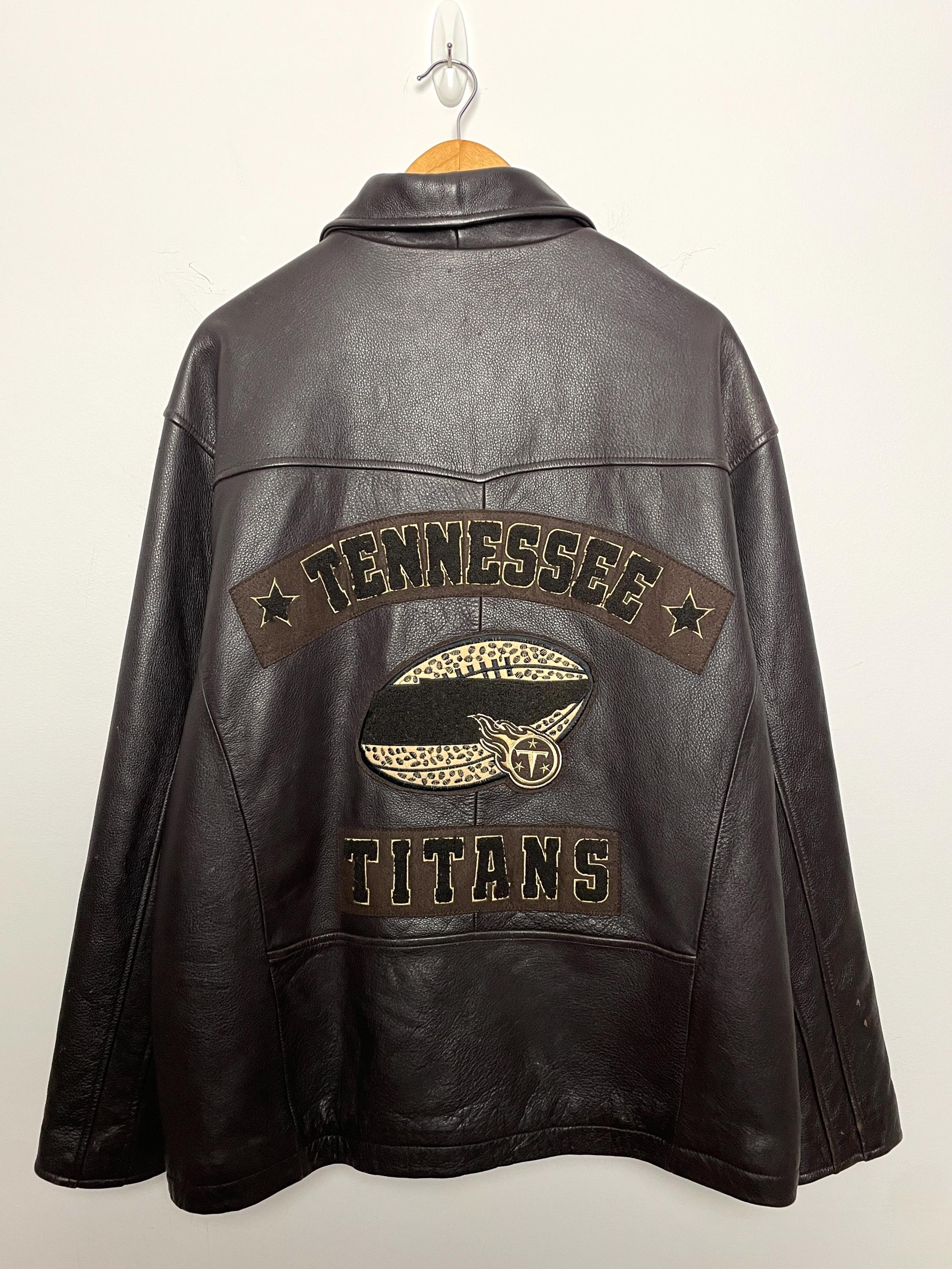Vintage NFL Tennessee Titans Leather Jacket Size 2XL Football