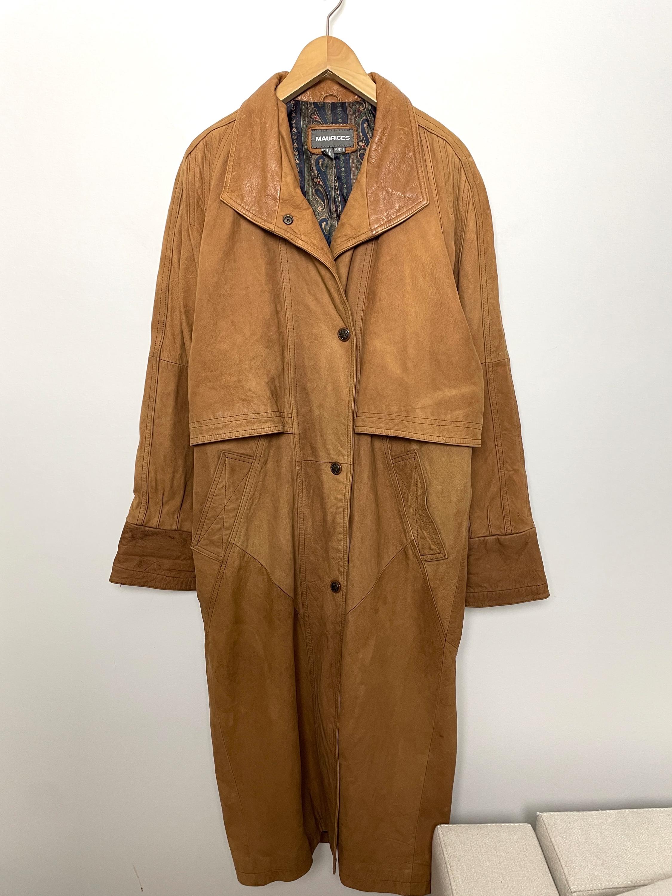 Vintage 1990s Maurice's Genuine Brown Leather Paisley Print Lined