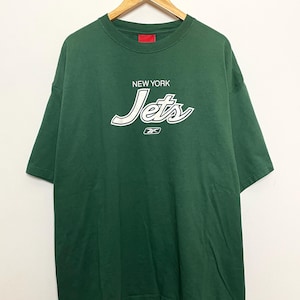 Vintage 2000s New York Jets Reebok NFL Football AFC East Green Spell Out Graphic Tee Shirt (size adult XL)
