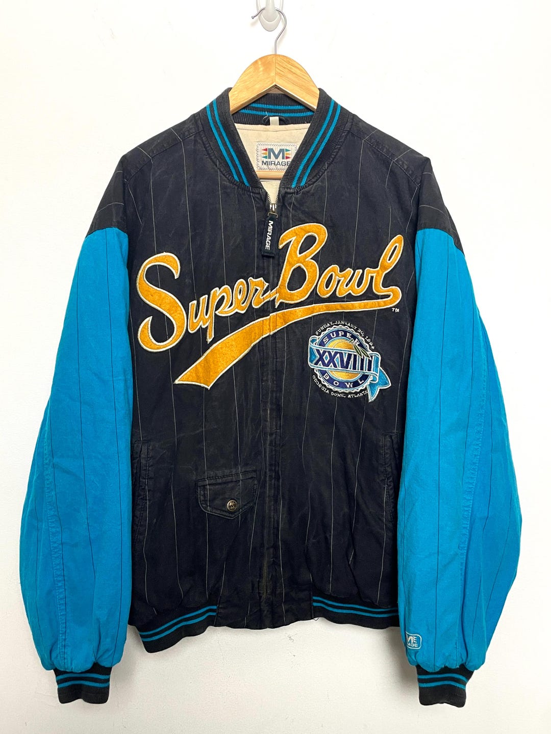 スーパーボウルXXVIIIジャケット　M Vintage 1994 Mirage NFL Football Super Bowl XXVIII (28) Atlanta