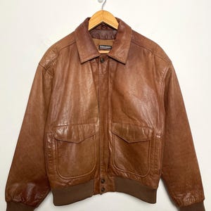 Blouson Bomber En Cuir Marron Adventure Bound Originals Par Wilson Leather - Taille M, Occasion Très Bon état
