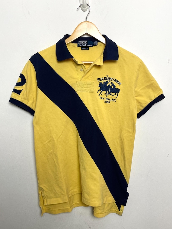 POLO ポロベア　1996 Ralph Lauren VTG Ralph Lauren Polo Shirt Mens XL Brown Striped Small Pony