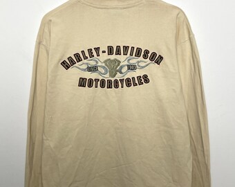 Harley Davidson Long Sleeve T-shirt USA Graphic Hanes Beefy M Blue 