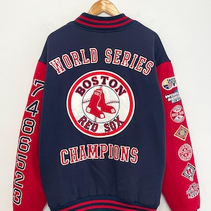 Vintage 2000s Boston Red Sox World Series Champions MLB Baseball Patchwork Zip Up Bomber Jacket (size adult XL)