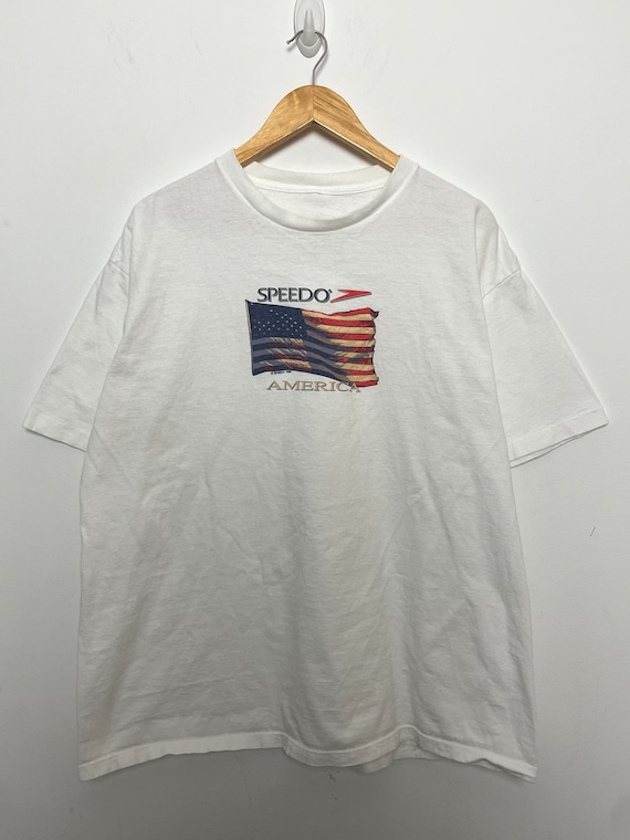 Vintage 1998 Speedo America USA Flag Graphic Tee … - image 1