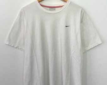 Vintage 1990s Nike Mini Swoosh Logo White Tee Shirt (fits adult Large)
