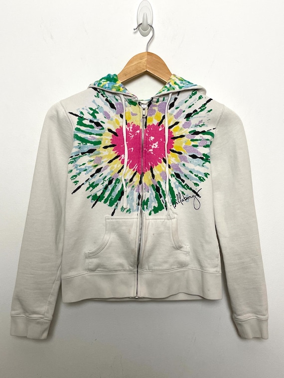 Vintage Y2K Billabong Women's Surfwear Tie Dye Heart Graphic Zip