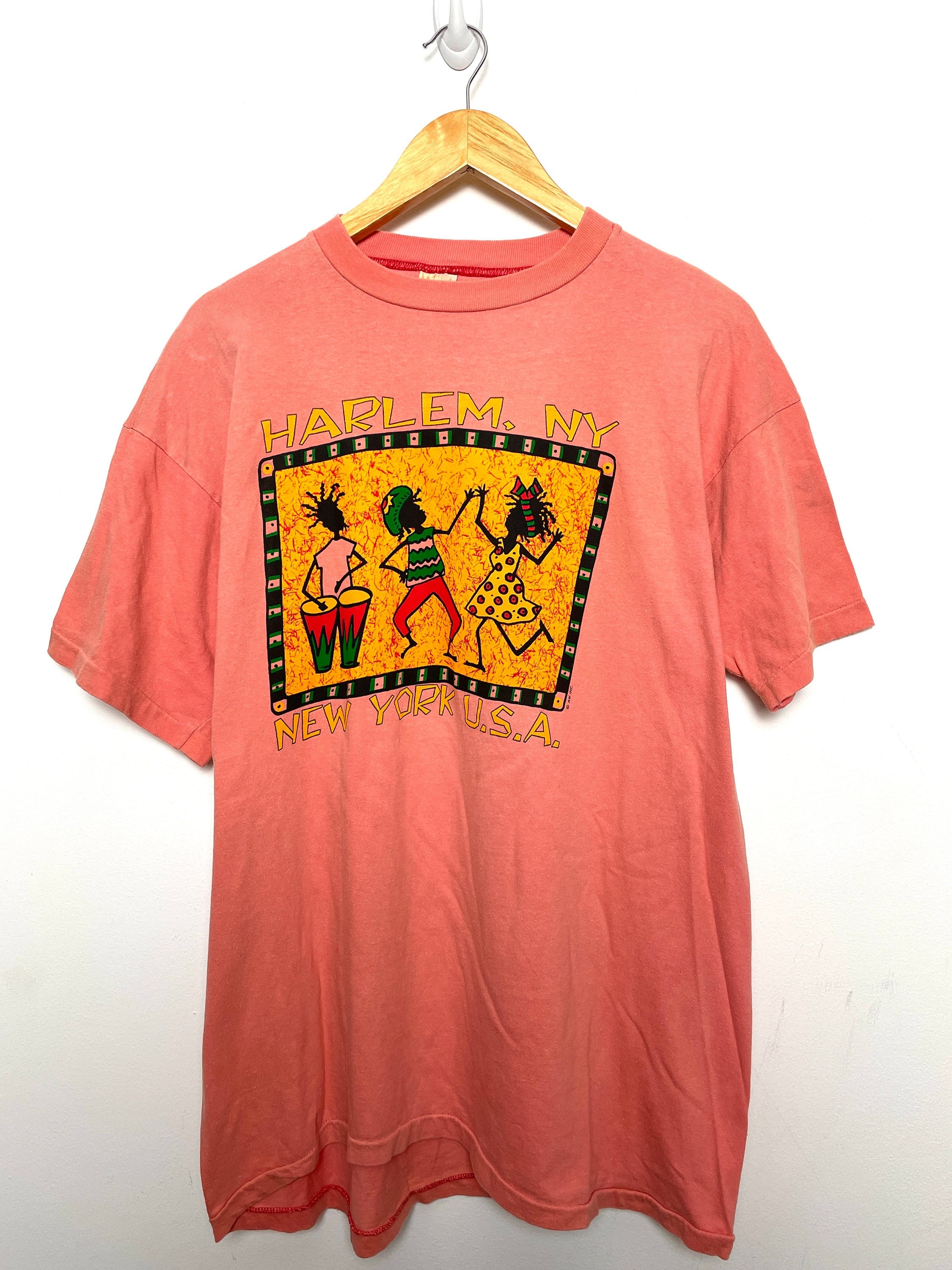 Vintage 1980s Harlem New York City USA Graphic Tee Shirt
