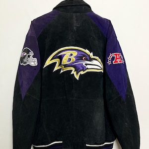 Vintage Baltimore Ravens NFL Football AFC Black Suede Genuine